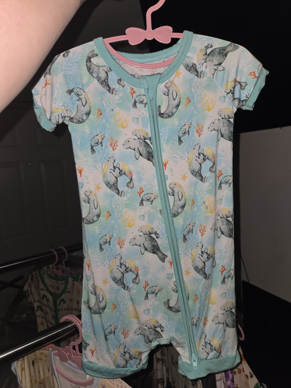 THE SLEEPY SLOTH SEACOWS Short Sleeve ZIPPY One-Piece Shortie NWOT BAMBOO